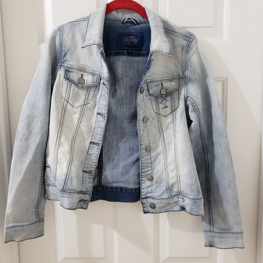 Royalty For Me Sky Blue Denim Jean Jacket - Picture 1 of 7